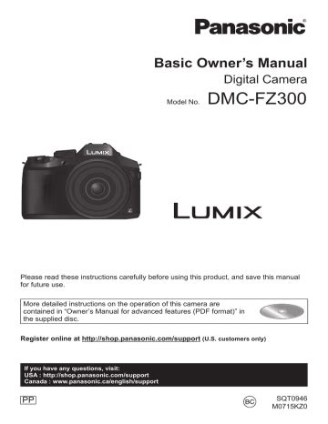 Panasonic LUMIX FZ300 Digital Camera User Manual pdf | Manualzz