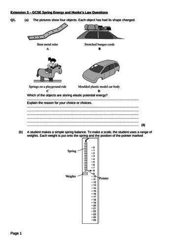 Elastic Potential Energy Complete Lesson With Scaffolded Worksheets And Answers New Gcse 1 9