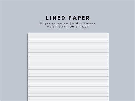 Printable Lined Paper Bundle Wide Narrow Medium Ruled Paper Pack