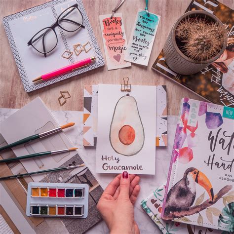 Avocado Painting Watercolors Flatlay Ideas Inspiration For A