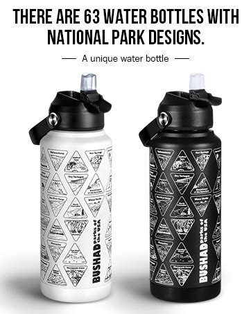 Amazon BUSHAD National Parks Water Bottle With Stickers USA