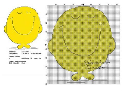 Mr Happy Mr Men Free Small Cross Stitch Pattern Artofit