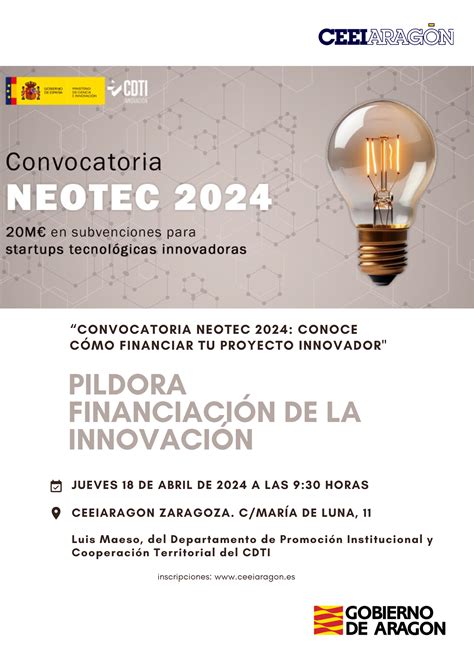 Píldora financiación de la innovación Convocatoria NEOTEC conoce cómo