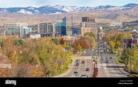 Boise City Of Trees Skyline In Autumn Stock Photo Alamy