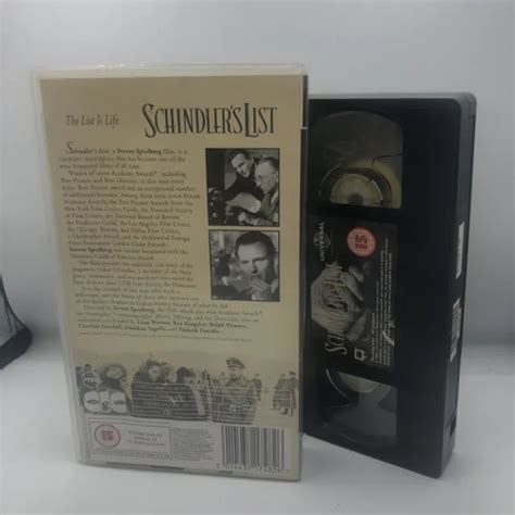 Schindlers List Vhs Video Steven Spielberg Liam Neeson Cert