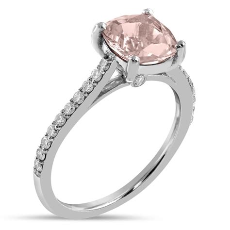 Cushion Cut Morganite Engagement Ring With Diamonds - Etsy