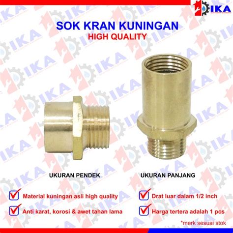 Jual Sok Kran Pendek Setengan Atau Per Inch Kuningan Asli Drat