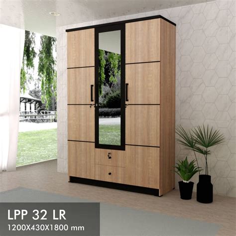 Jual LEMARI PAKAIAN 3 PINTU ROMARO LPP 32 LR BROWN Indonesia Shopee