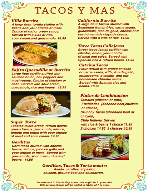 Spanish Restaurant Menu