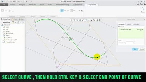 How To Create Plane Perpendicular To Curve In Creo Youtube