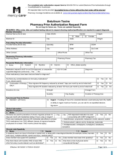 Fillable Online Botulinum Toxins Request Form Mcaz Dcschp Accessible