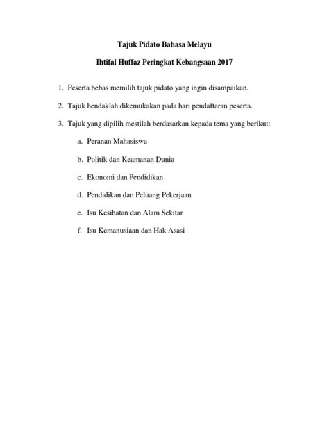 Tajuk Pidato Bahasa Melayu Pdf