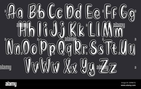 Set Of Hand Drawn Alphabet Font Simple Doodle Letters Handwritten