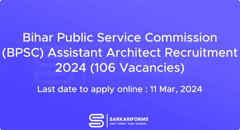 Bihar Public Service Commission Bpsc Assistant Architect Recruitment