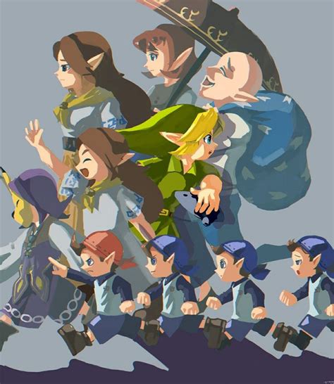 Legend Of Zelda Majoras Mask Art Link Kafei Cremia Romani Anju Bombers And Sakon Tera3