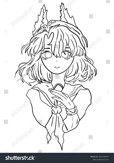 Cute Anime Girl Outline Coloring Book Stock Illustration 2255169317 | Shutterstock