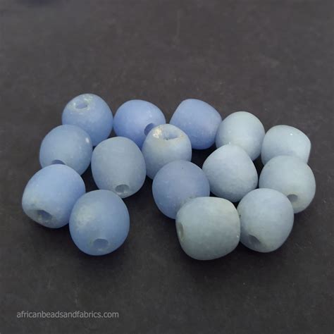 African Beads Ghana Krobo Ethnic Recycled Glass Mm Blue Tones