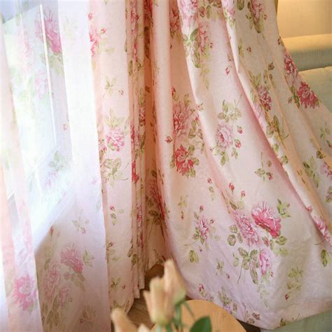 2020 Pastoral Pink Floral Curtains Semi Blackout Curtain Drapes For ...