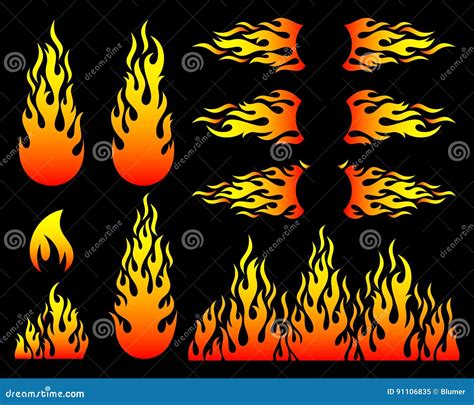 Vector Fire Flame Design Elements Stock Vector Illustration Of Gothic