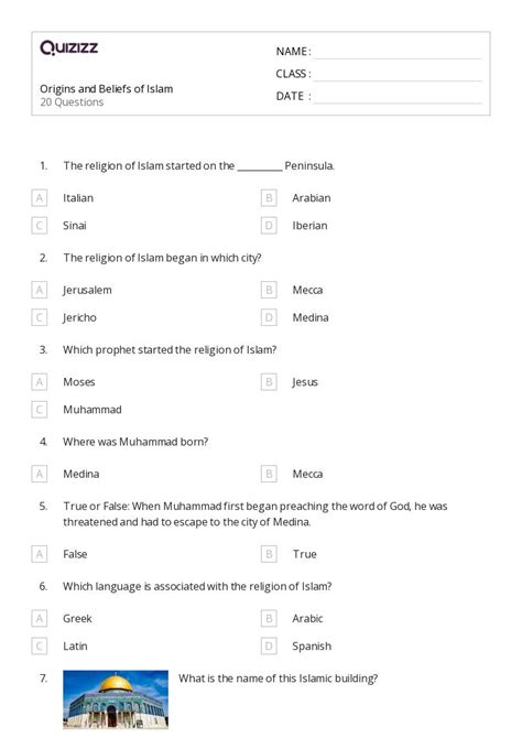 50 Origins Of Islam Worksheets For 9th Grade On Quizizz Free And Printable