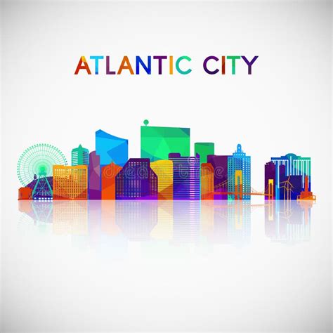 Atlantic City Skyline Silhouette in Colorful Geometric Style. Stock ...