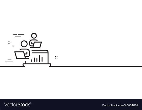 Teamwork line icon remote office sign minimal Vector Image