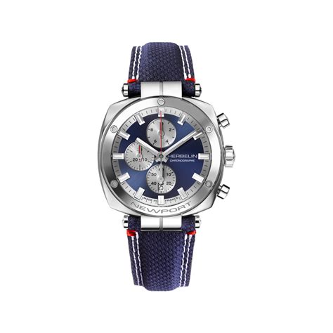 Montre Herbelin Newport Heritage Homme Acier Bracelet Cuir Bleu Maty