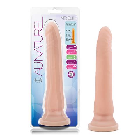 Mr Slim Dildo Au Naturel 9 25in W Suction Cup Beige Blush