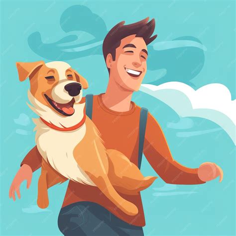 Premium Ai Image A Cartoon Of A Man Holding A Dog In His Arms