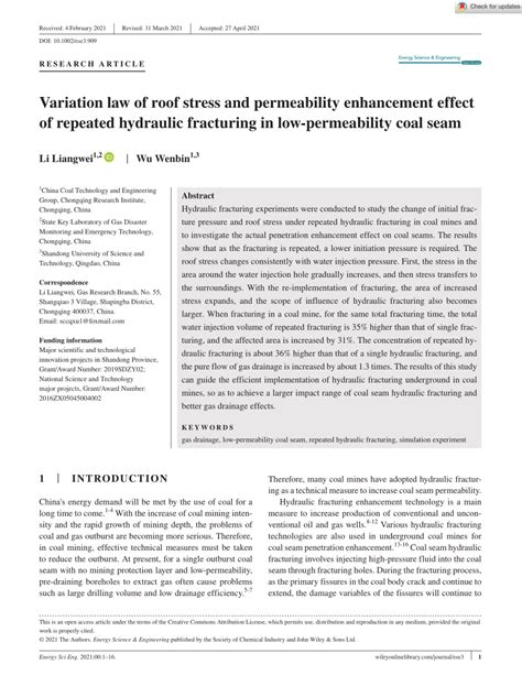 Pdf Variation Law Of Roof Stress And Permeability Enhancement Effect