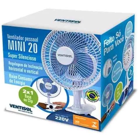 Ventilador Mini De Mesa 20cm 2 Em 1 Base Clip 127v Ventisol MercadoLivre