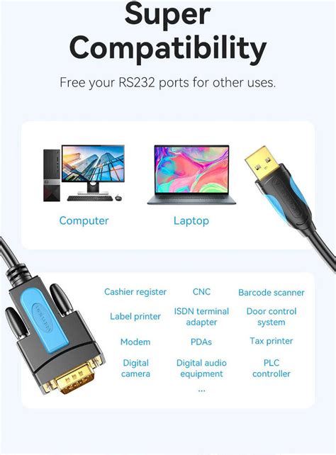 Vention VAS C02 USB To RS232 Serial Converter Cable 480Mbps Transfer