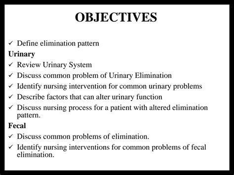 Solution Urinary And Bowel Elimination Pattern For Nursing Students