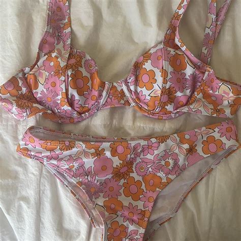 Preppy Orange Pink Bikini Pinkandorange Preppy Depop