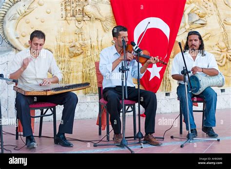 Turkish Musicians Perform Using Traditional Instruments At Hotel Stock