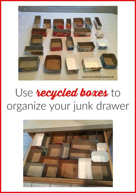 Organize Your Junk Drawer With Recycled Boxes An Easy Way To Re Organize A Junk Drawer Without