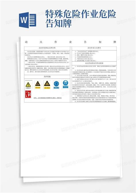 特殊危险作业危险告知牌word模板下载编号lezmomdd熊猫办公