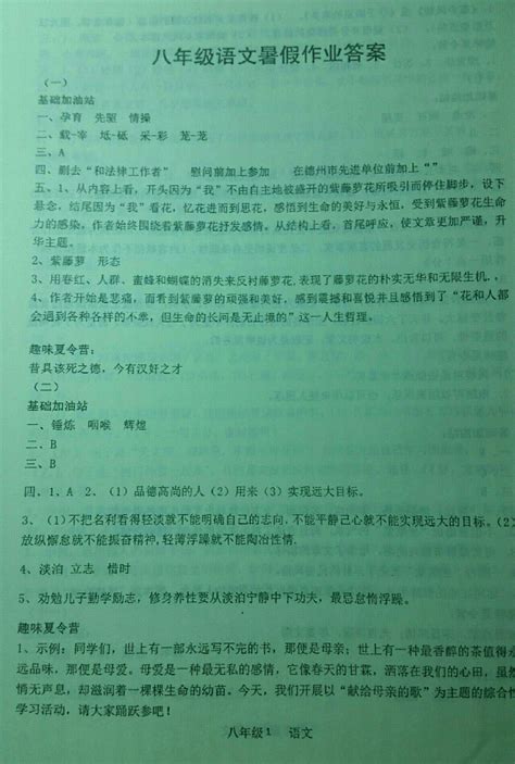 2018年蓝色时光暑假作业八年级合订本江苏凤凰科学技术出版社答案——青夏教育精英家教网——