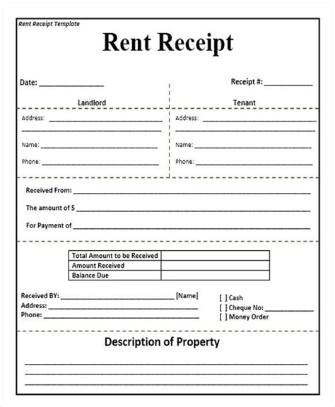 Download Printable Rent Receipt Templates Pdf Word 14 Rent Receipt