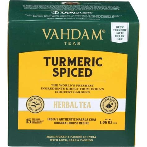 Vahdam Organic Turmeric Spiced Herbal Tea 6 Pk 1 06 Oz Fred Meyer