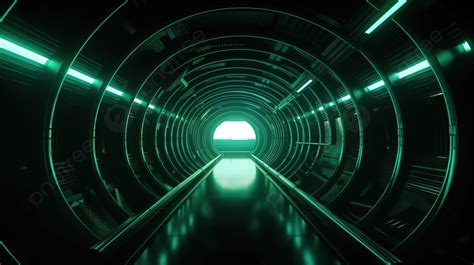 Fondo Túnel 3d Futurista Con Arte Digital De Línea Verde Iluminadora