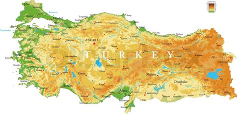 Turkey physical map | Stock vector | Colourbox