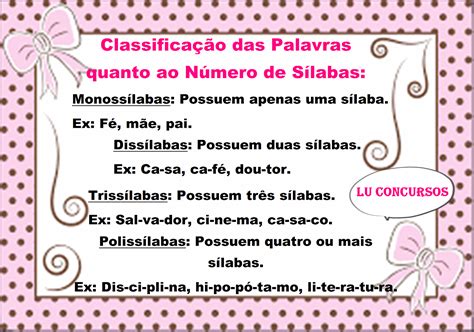 Classificação Das Palavras Quanto Ao Número De Sílabas Exercicios - 8