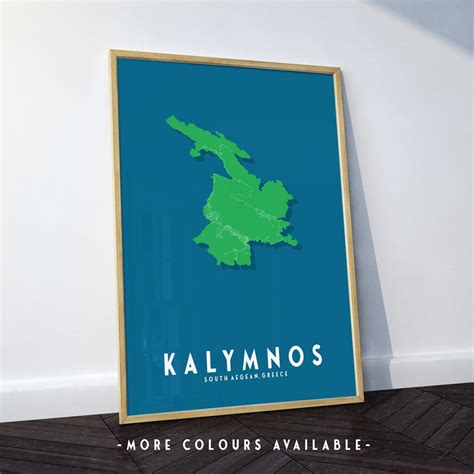 KALYMNOS Map Print Greek Island Map Print Wall Art Poster Minimalistic ...