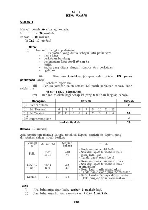 Docx Skema Soalan Peperiksaan Bahasa Melayu Tingkatan Kertas