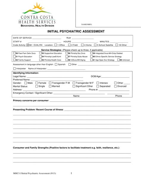 Best Comprehensive Mental Health Assessment Template Pdf Sample Kelitbanganwonogiri