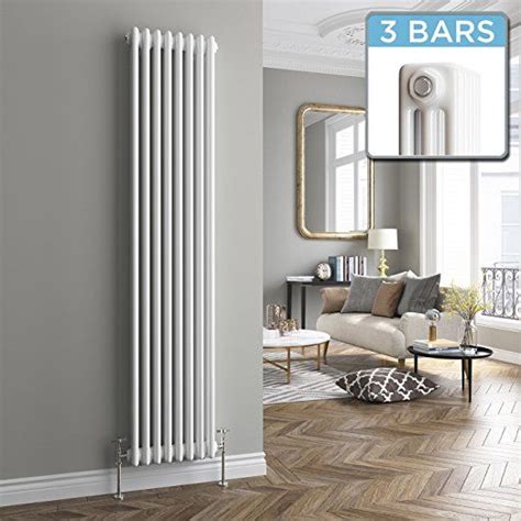 Ibathuk 1800 X 376 Mm Traditional Vertical Radiator Matt White 3 Bar