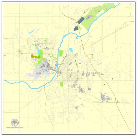 Printable Lafayette Map Indiana Us Street City Plan Adobe Illustrator