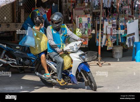 Samut Prakan Thailand Feb A Taxi Driver On A Motorcycle