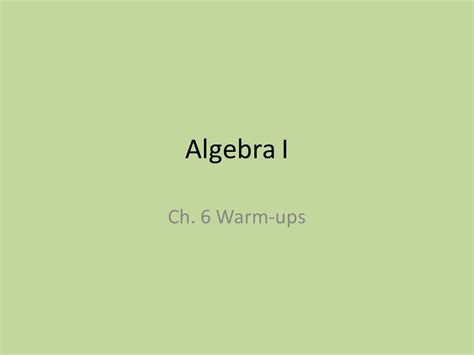 Algebra I Ch 6 Warm Ups Section 6 1 WU Day 1 Graph The Following